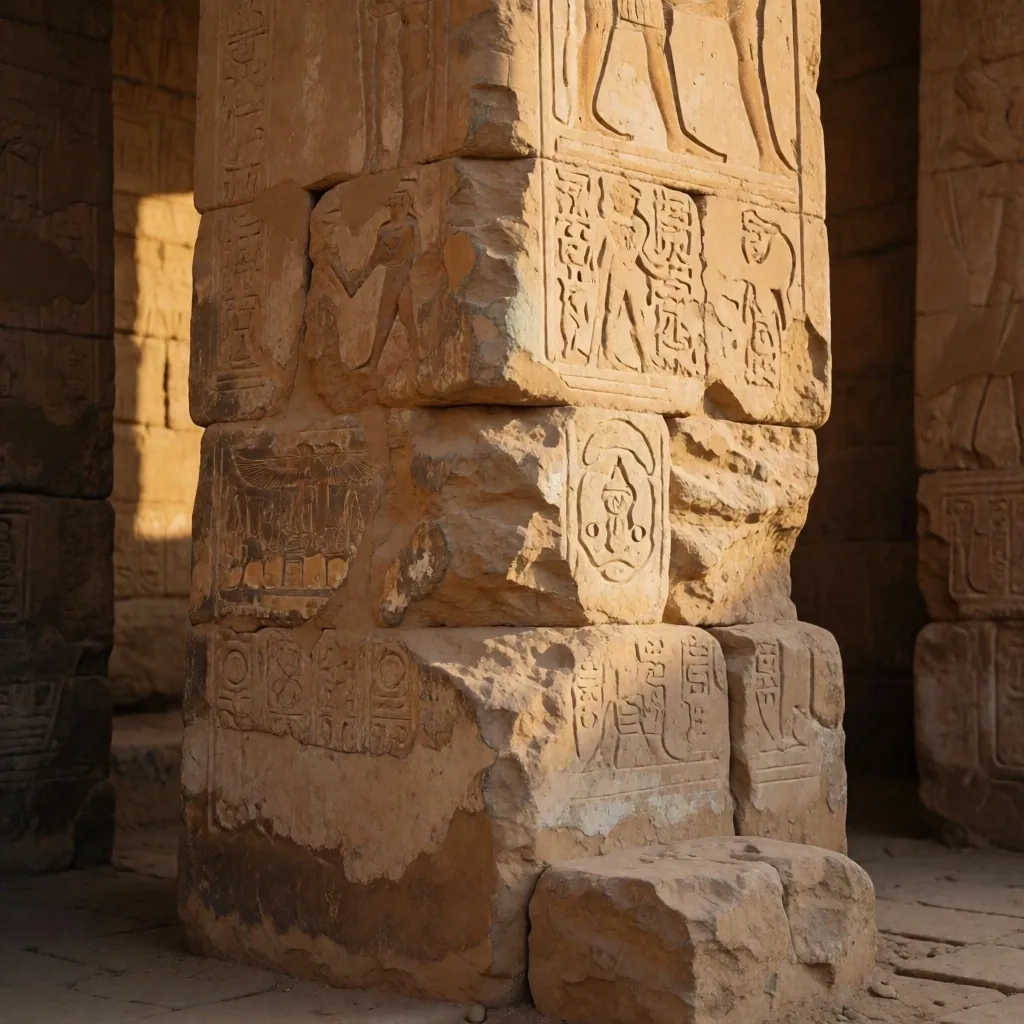 Stone pylon pillars in Karnak temple complex