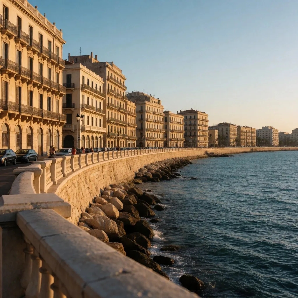 Alexandria's Corniche waterfront promenade along the Mediterranean