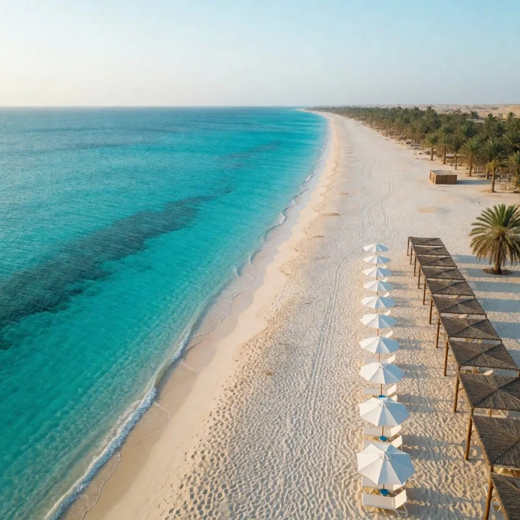 Mediterranean beach on Egypt's North Coast with turquoise water and white sand