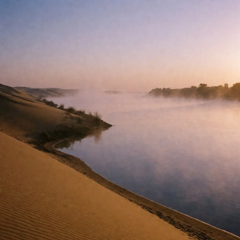 Desert dawn over the Nile in southern Egypt