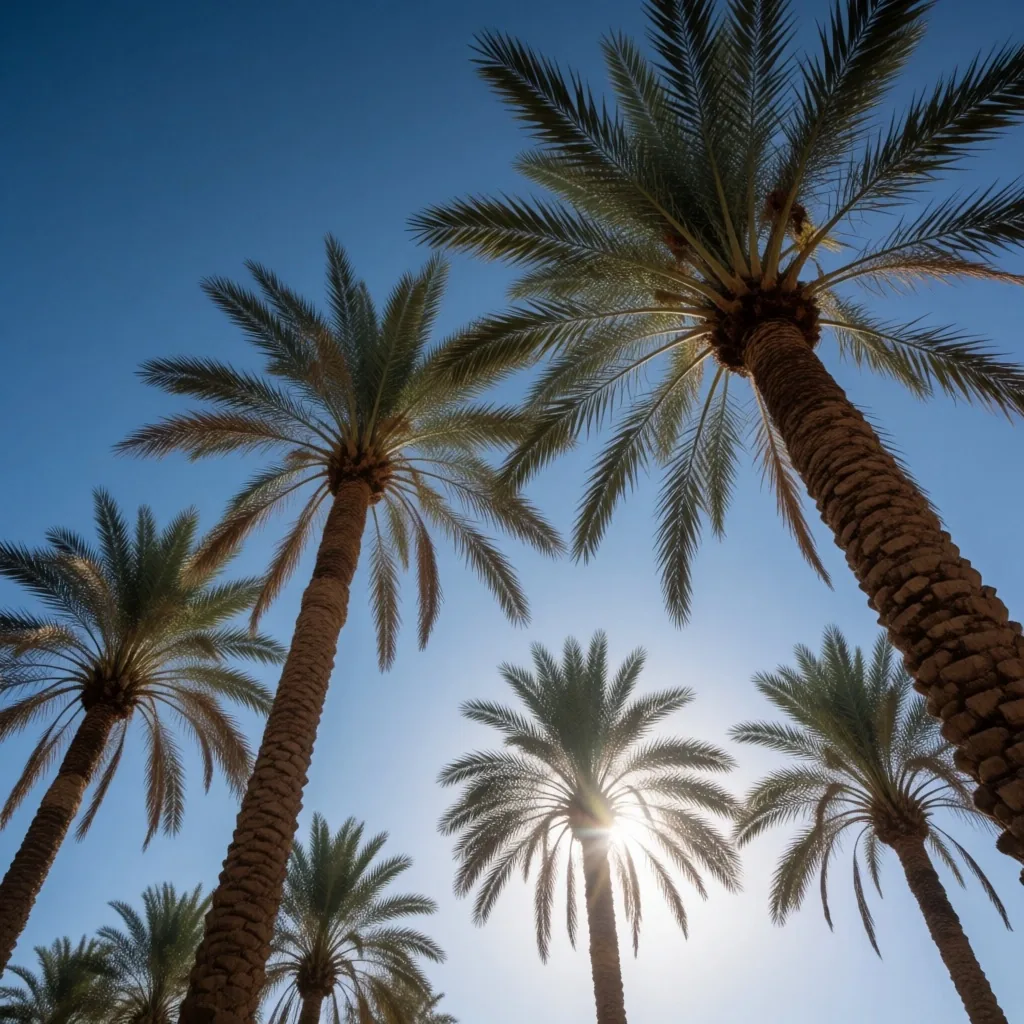 Palm trees against a warm Egyptian sky
