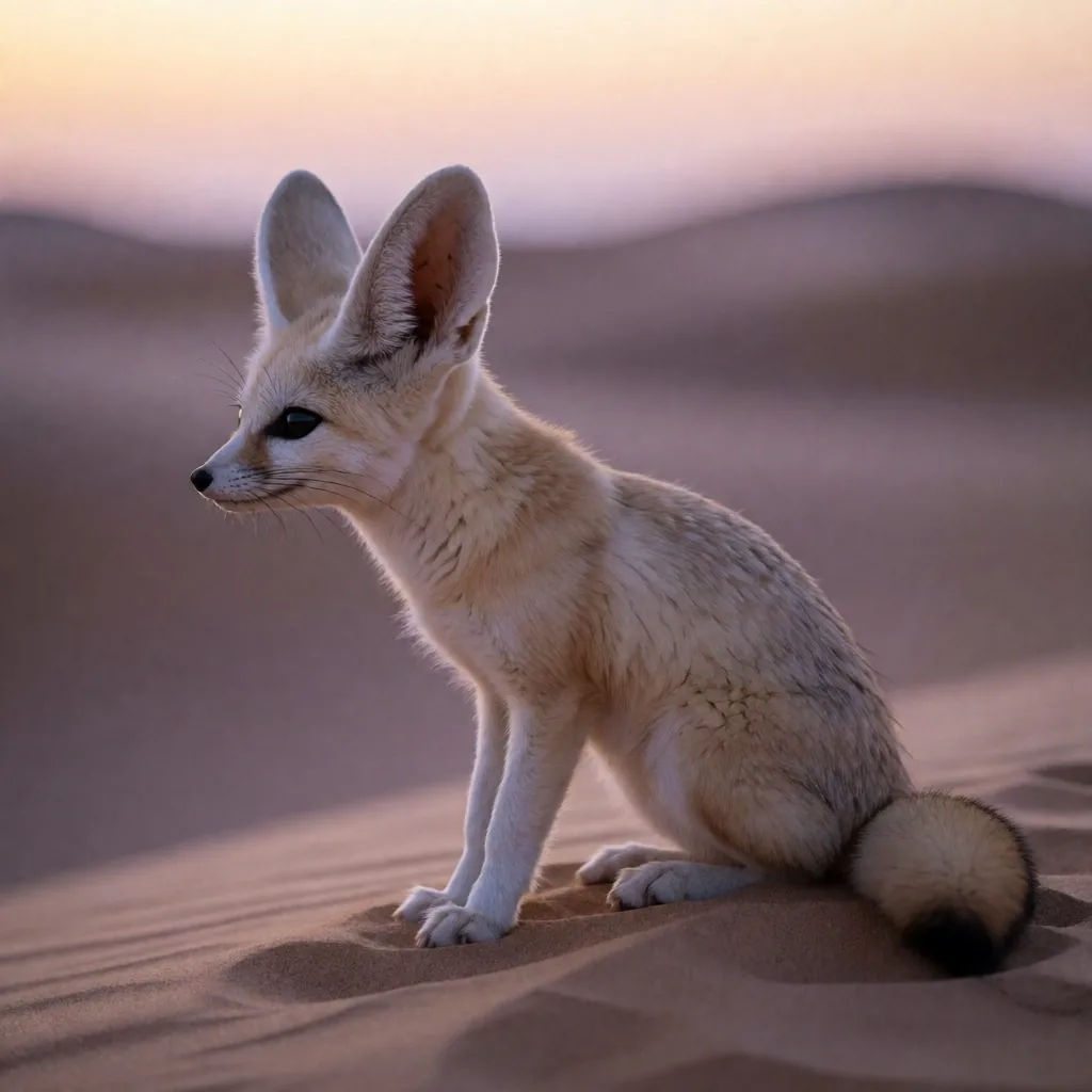 Fennec fox with oversized ears at dawn in the Egyptian desert