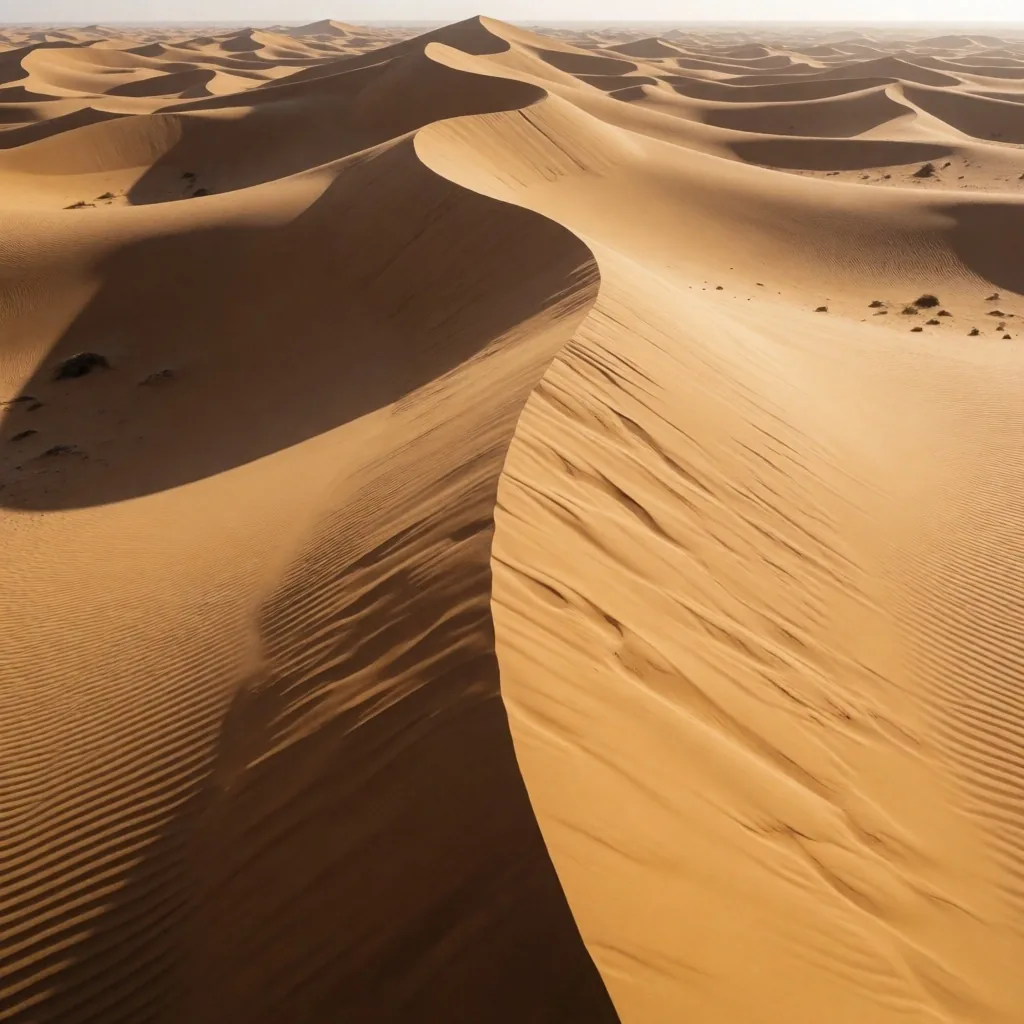 Massive undulating sand dunes of the Great Sand Sea stretching to the horizon