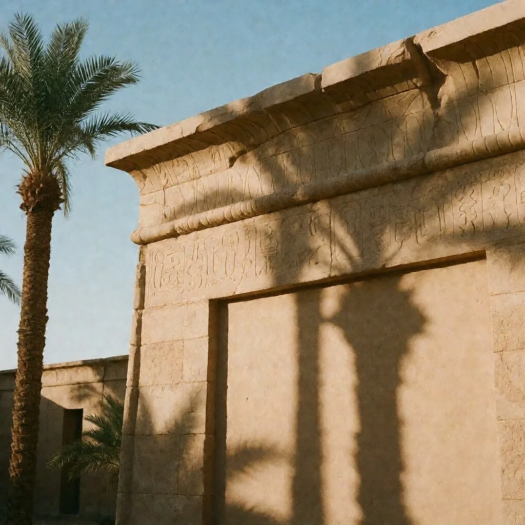 Palm shadows on a plaster wall under late afternoon sun